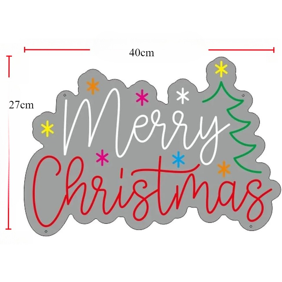 Merry Christmas Neon Sign with - Wall Decor Lighting Tree ulasan dan harga
