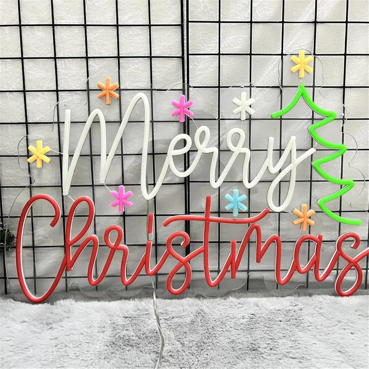 Merry Christmas Neon Sign with - Wall Decor Lighting Tree ulasan dan harga