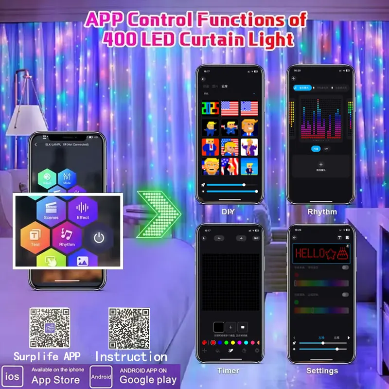 LED Smart Curtain Lights Home  - Fairy Light Curtain ulasan dan harga