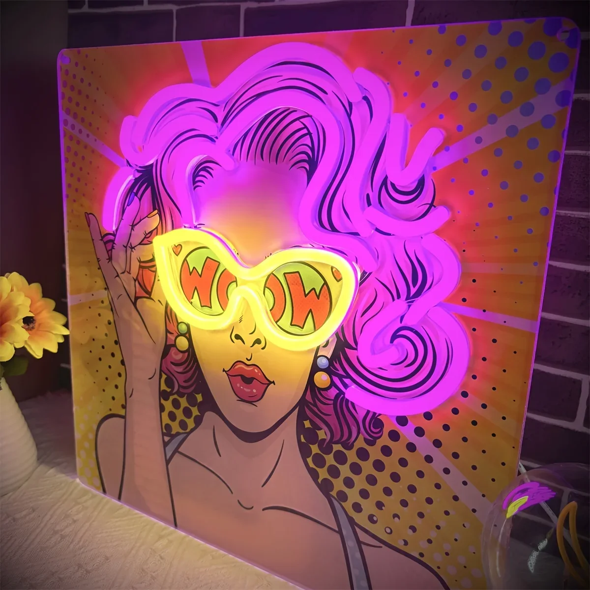 Wow Lady Pop Art LED Neon Sign - Outdoor Lighting Decor Wow ulasan dan harga
