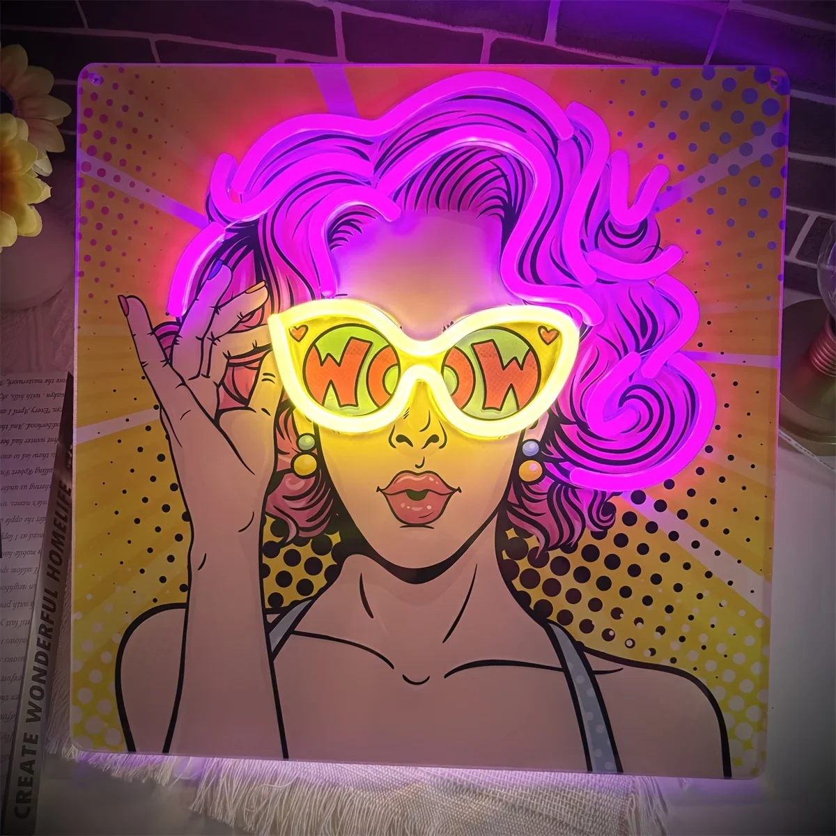 Wow Lady Pop Art LED Neon Sign - Outdoor Lighting Decor Wow ulasan dan harga