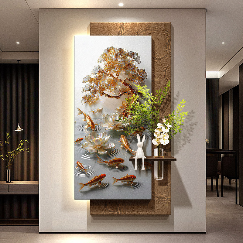 Nine Fish Gathering Wealth Pic - Wall Decor Lighting Tree ulasan dan harga