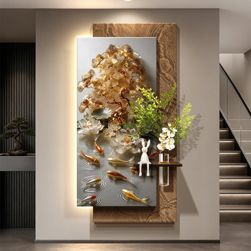 Nine Fish Gathering Wealth Pic - Wall Decor Lighting Tree ulasan dan harga