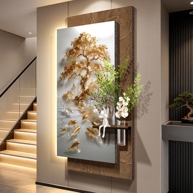 Nine Fish Gathering Wealth Pic - Wall Decor Lighting Tree ulasan dan harga