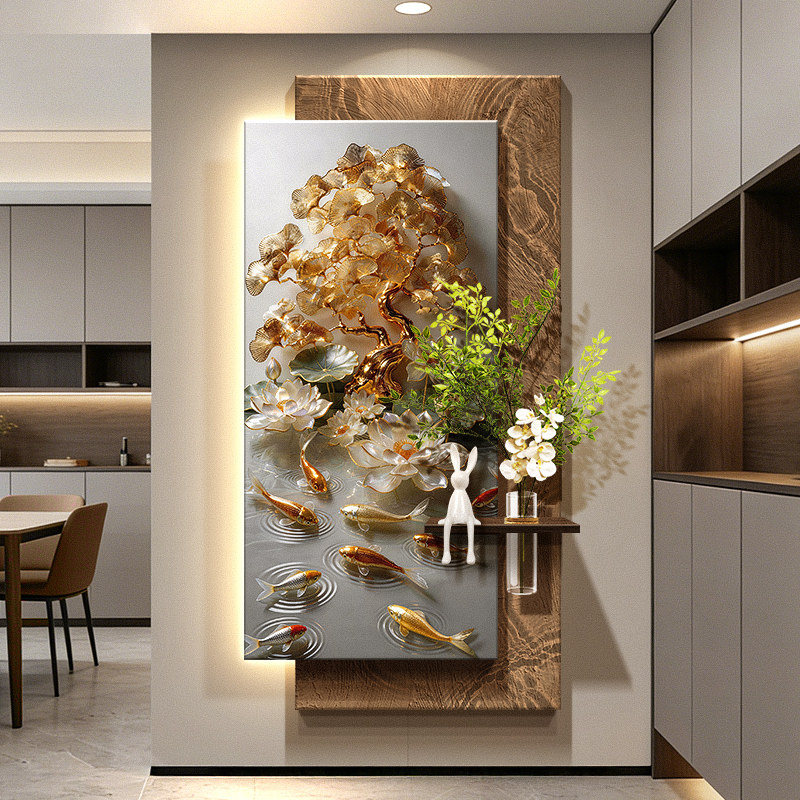 Nine Fish Gathering Wealth Pic - Wall Decor Lighting Tree ulasan dan harga