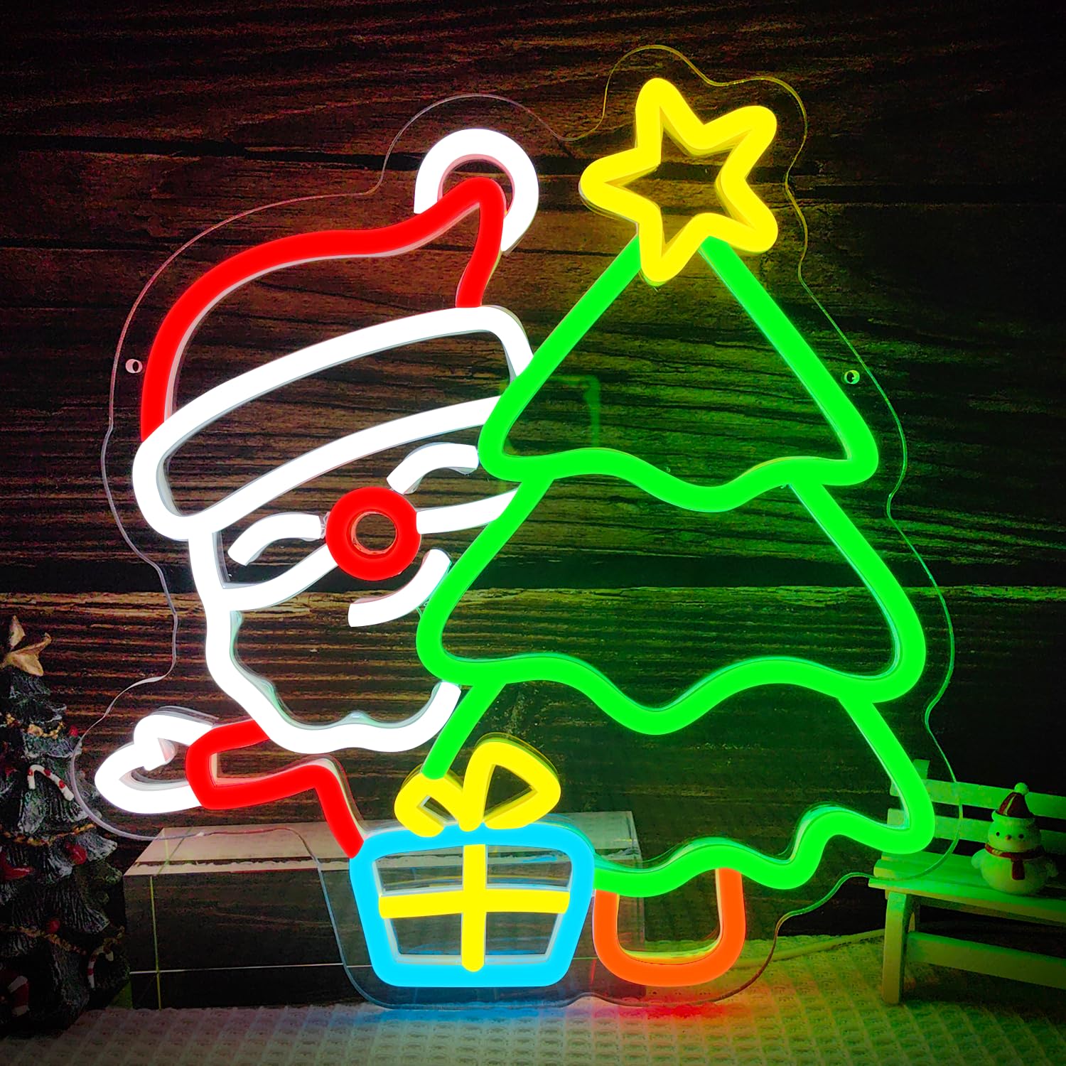 Santa Neon Sign for Wall Decor - Wall Decor Lighting Tree ulasan dan harga