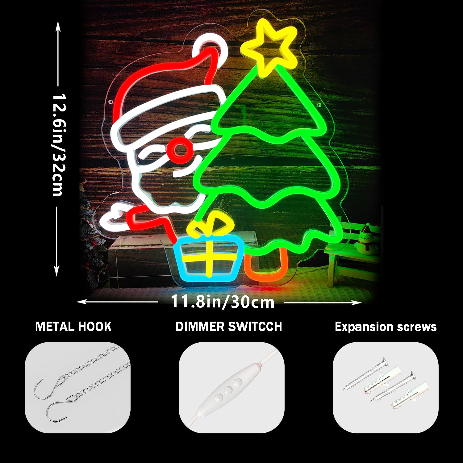 Santa Neon Sign for Wall Decor - Wall Decor Lighting Tree ulasan dan harga