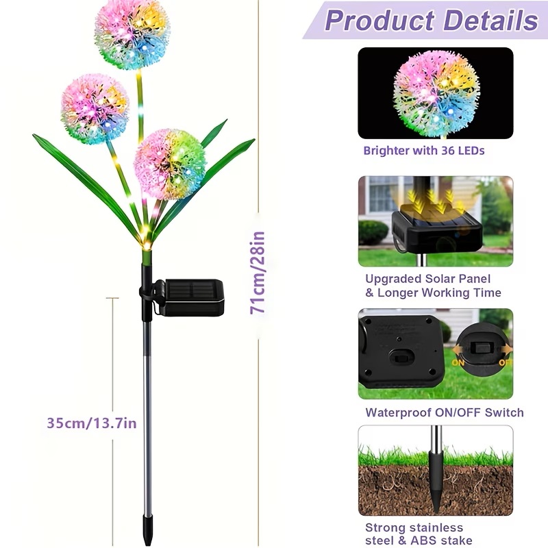 4PC 3 Head Solar LED Dandelion - Fairy Light Curtain ulasan dan harga
