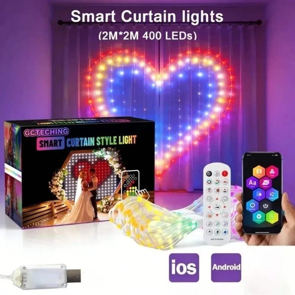 Smart RGB LED Curtain Lights B - Fairy Light Curtain ulasan dan harga