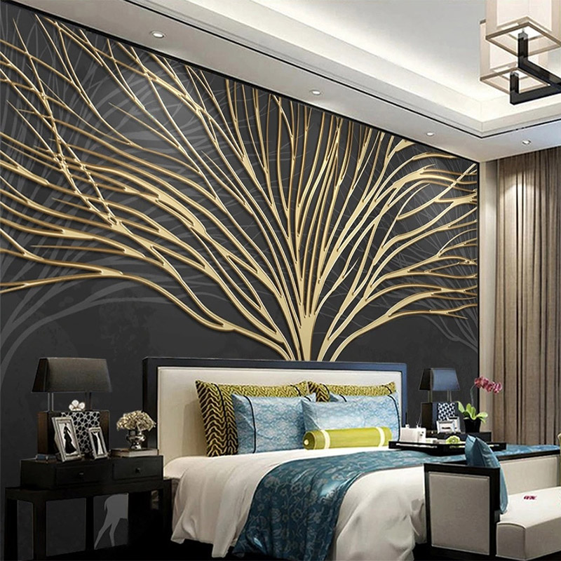 Custom Mural Wallpaper Modern  - Wall Decor Lighting Tree ulasan dan harga