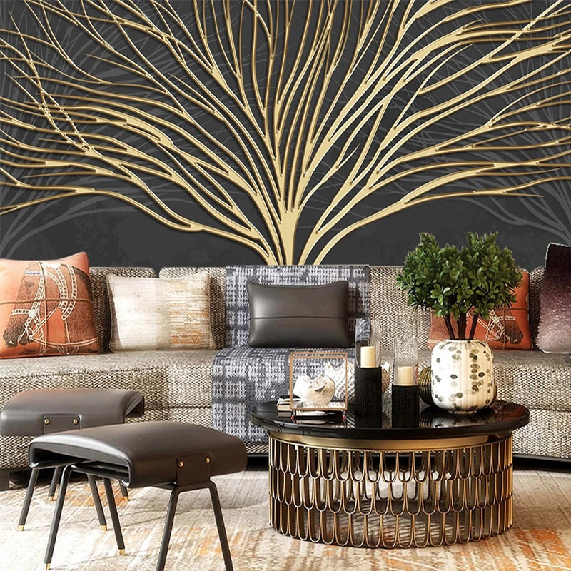 Custom Mural Wallpaper Modern  - Wall Decor Lighting Tree ulasan dan harga