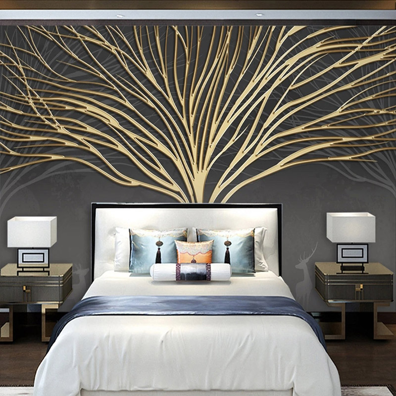 Custom Mural Wallpaper Modern  - Wall Decor Lighting Tree ulasan dan harga