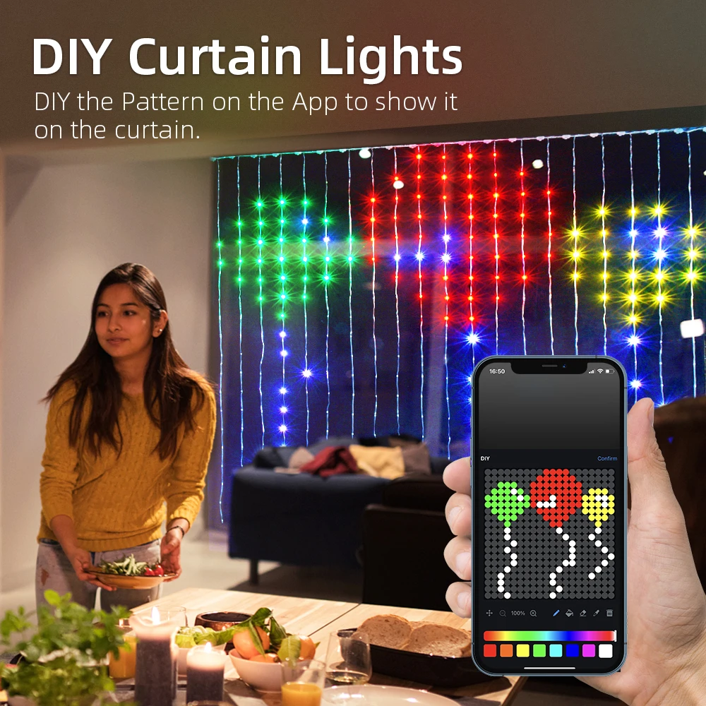 USB Smart APP Animated Curtain - Fairy Light Curtain ulasan dan harga