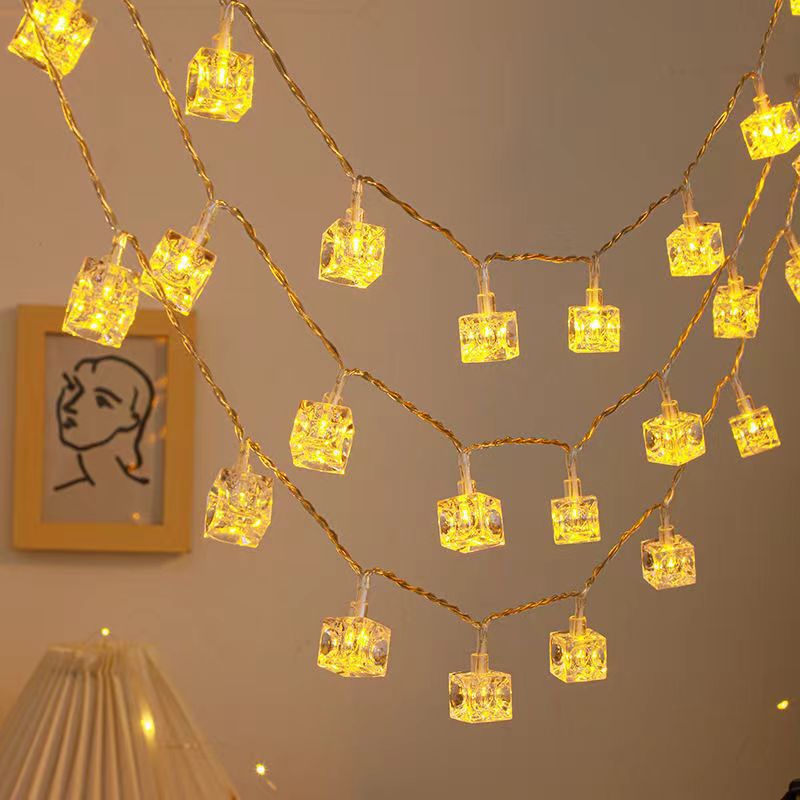 Multicolour Warm Ice Cube Stri - Fairy Light Curtain ulasan dan harga