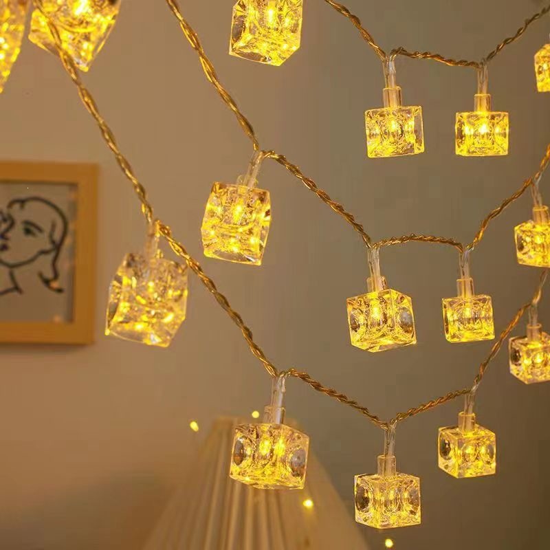 Multicolour Warm Ice Cube Stri - Fairy Light Curtain ulasan dan harga