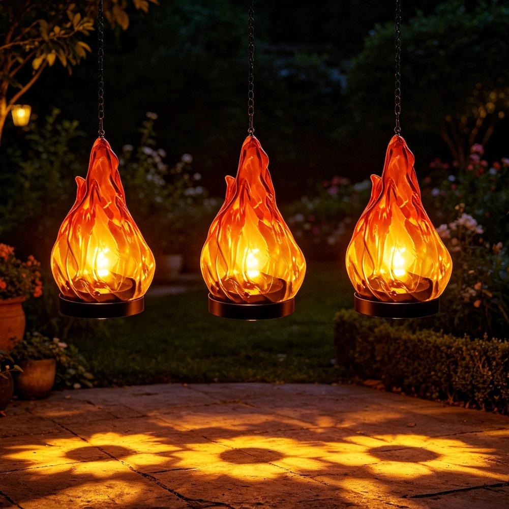 Solar Flame Hanging Lantern Li - Yard Lighting Decor ulasan dan harga