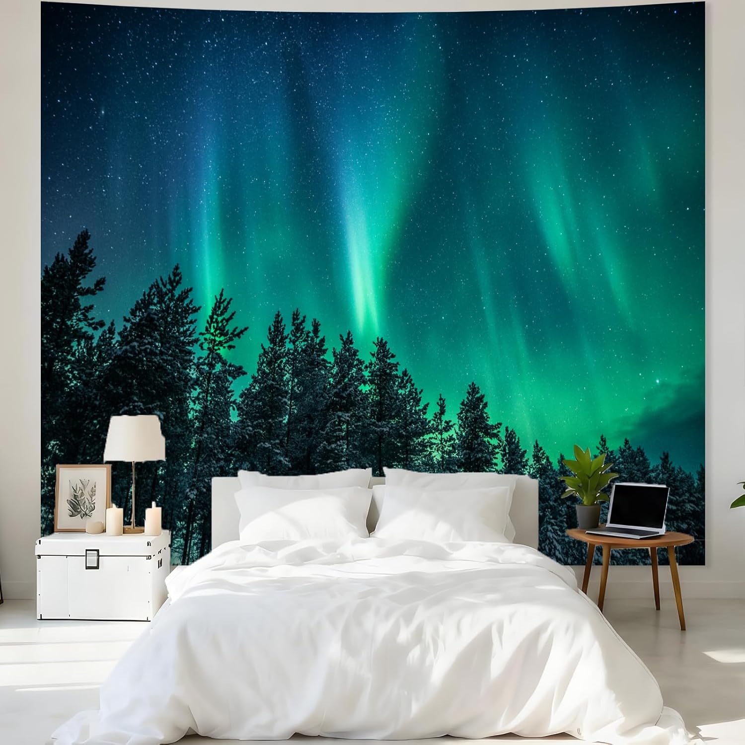Large Northern Lights Tapestry - Wall Decor Lighting Tree ulasan dan harga