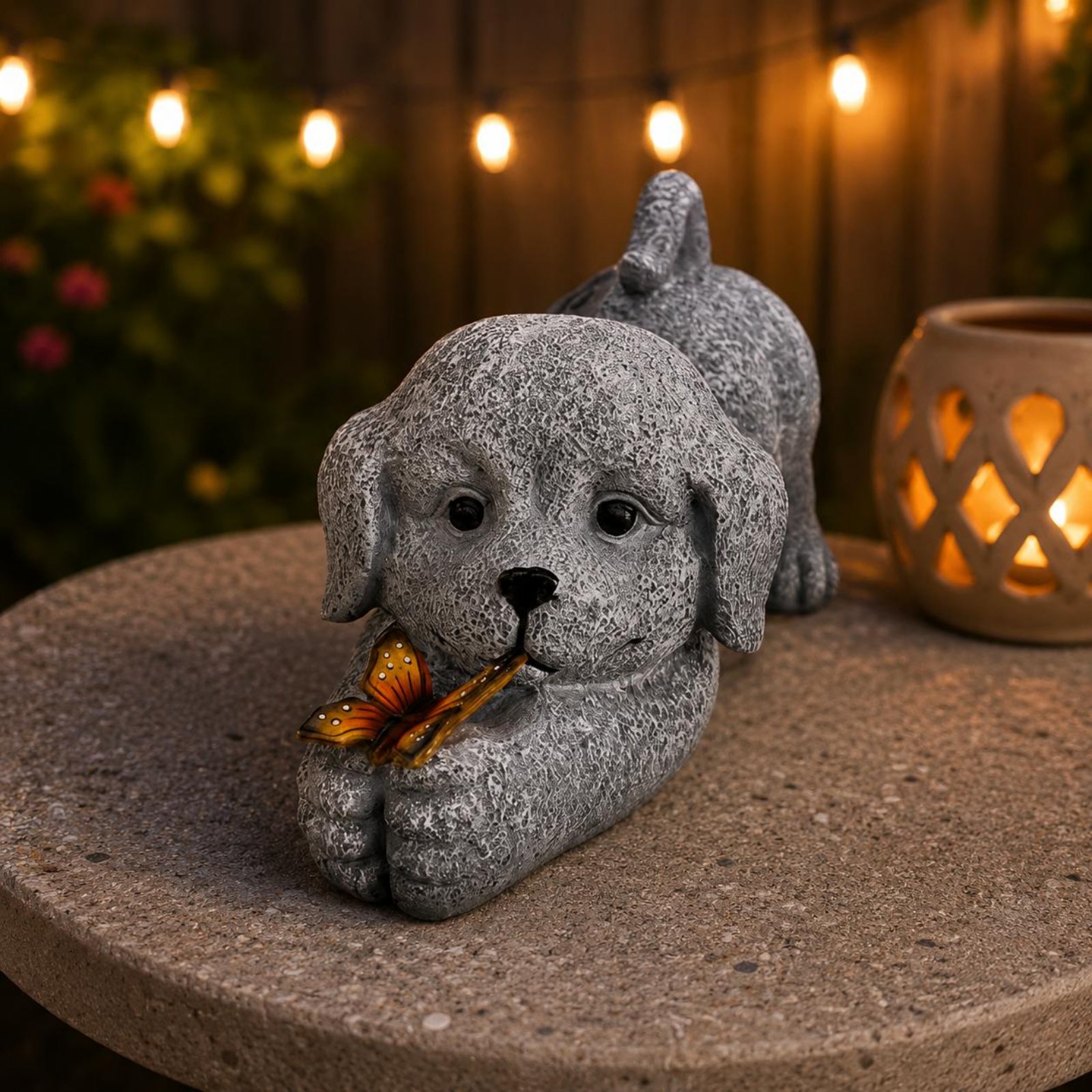 Solar Dog Statue Resin Craft S - Yard Lighting Decor ulasan dan harga